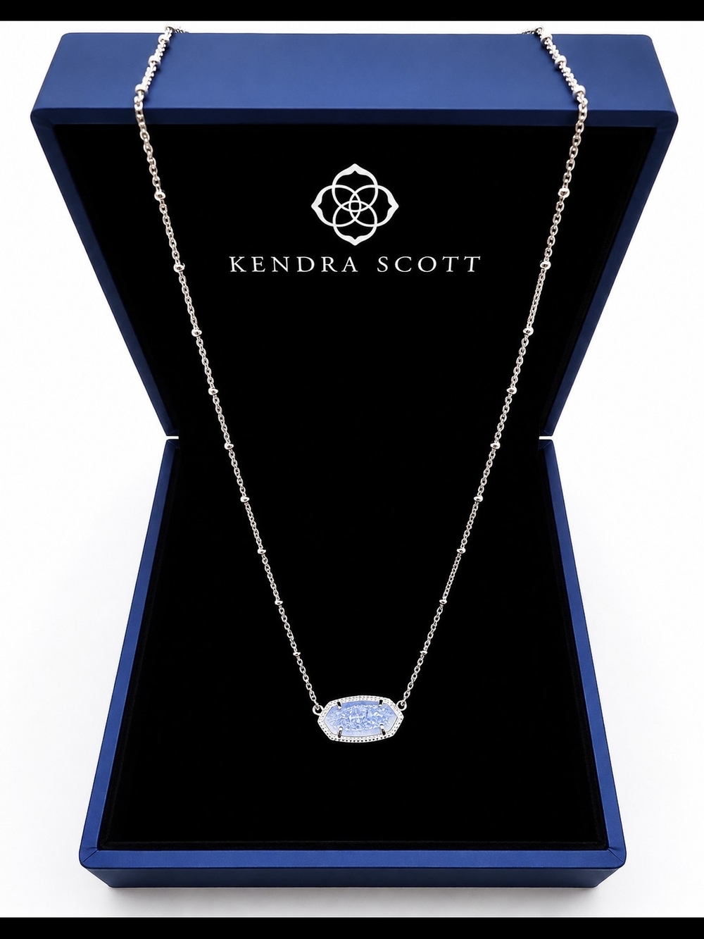 Kendra Scott Elisa Silver Satellite Pendant Necklace in Iridescent Drusy